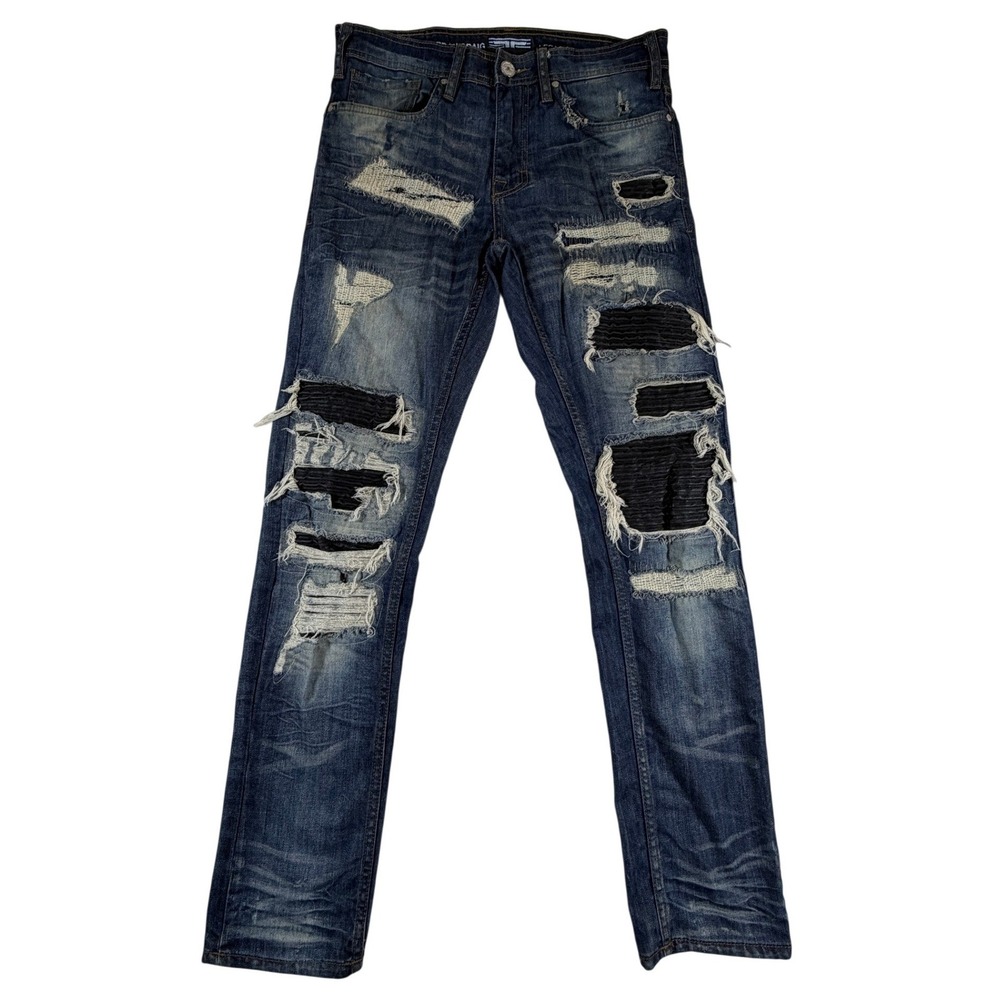 Jordan Craig Aaron Legacy Edition Distressed Patchwork Slim Jeans Mens 33 X‎ 32